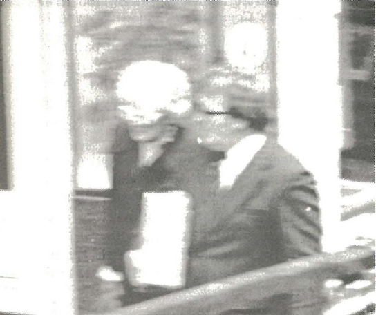 Peter Marriner with Lady Jane Birdwood entering British Movement meeting in Birmingham